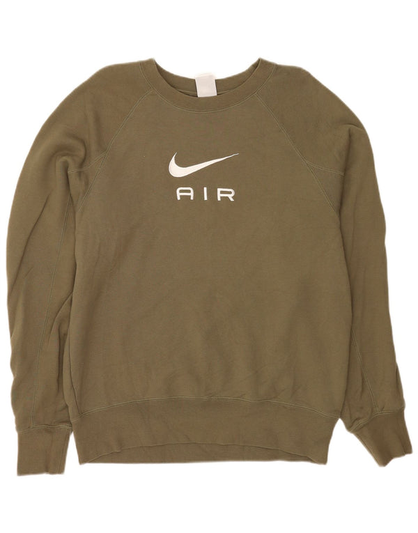 Nike Mens Graphic Sweatshirt Jumper Large Khaki Cotton