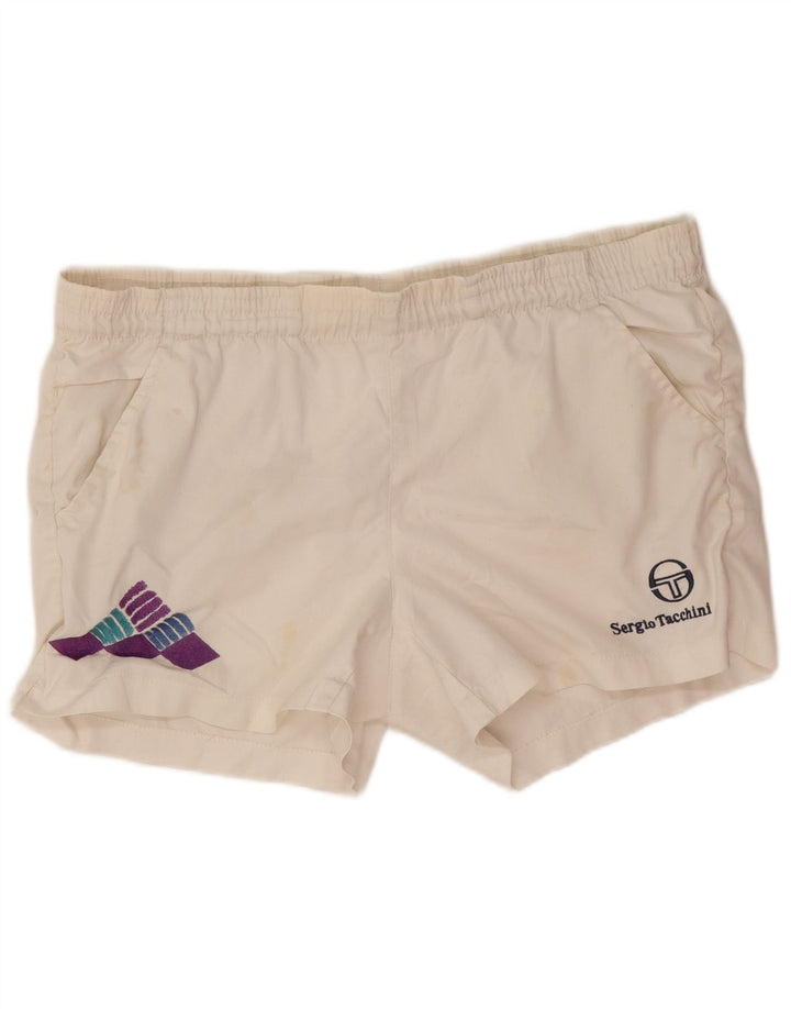 Sergio Tacchini Mens Graphic Sport Shorts IT 46 Small White Polyester