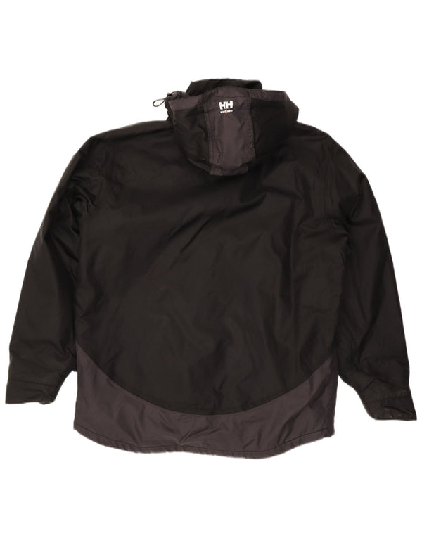 Helly Hansen Mens Hooded Windbreaker Jacket UK 40 Large Black Colourblock