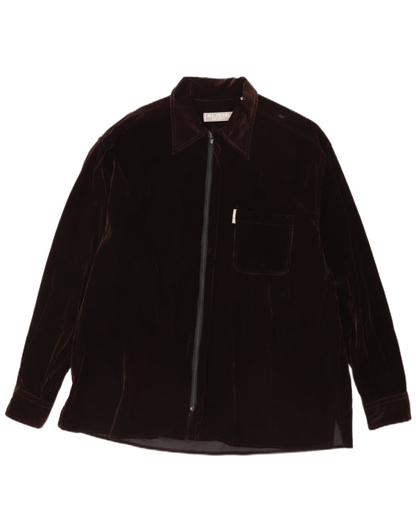 Pal Zileri Mens Corduroy Shirt 2XL Brown Viscose