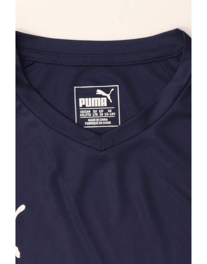 PUMA Boys T-Shirt Top 15-16 Years Navy Blue Polyester Vintage Puma and Second-Hand Puma from Messina Hembry 