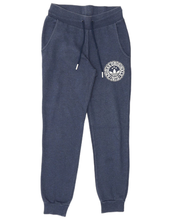 Adidas Womens Tracksuit Trousers Joggers UK 8 Small Navy Blue Cotton