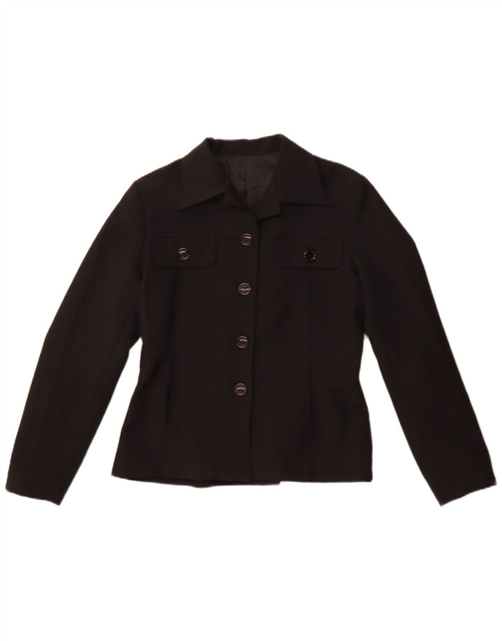 Vintage Womens 4 Button Blazer Jacket IT 44 Medium Black Polyester