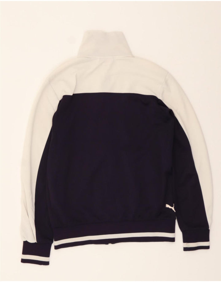 PUMA Womens Tracksuit Top Jacket UK 14 Medium Navy Blue Colourblock Vintage Puma and Second-Hand Puma from Messina Hembry 