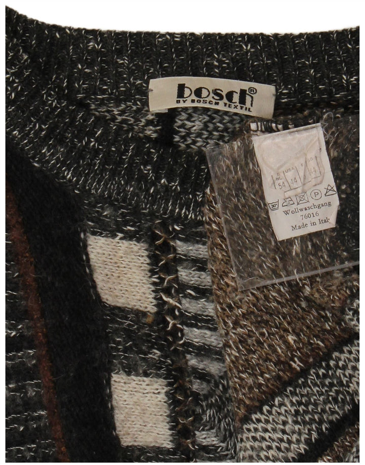 VINTAGE Mens Crew Neck Jumper Sweater UK 44 XL Multicoloured Striped