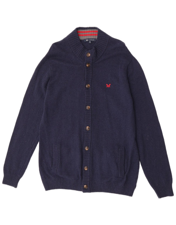 Crew Clothing Mens Cardigan Sweater XL Navy Blue Lambswool