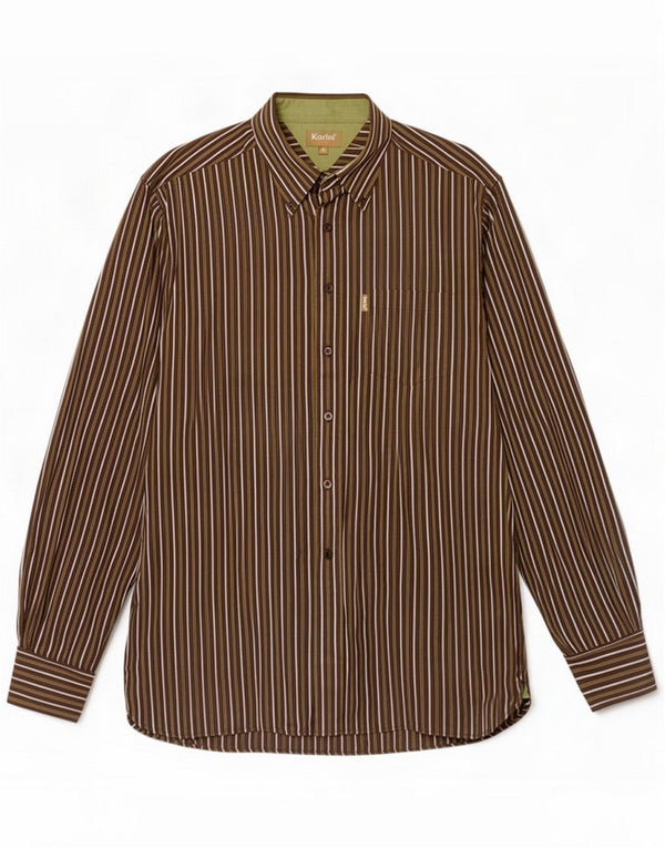 Kartel Mens Shirt XL Brown Pinstripe Cotton