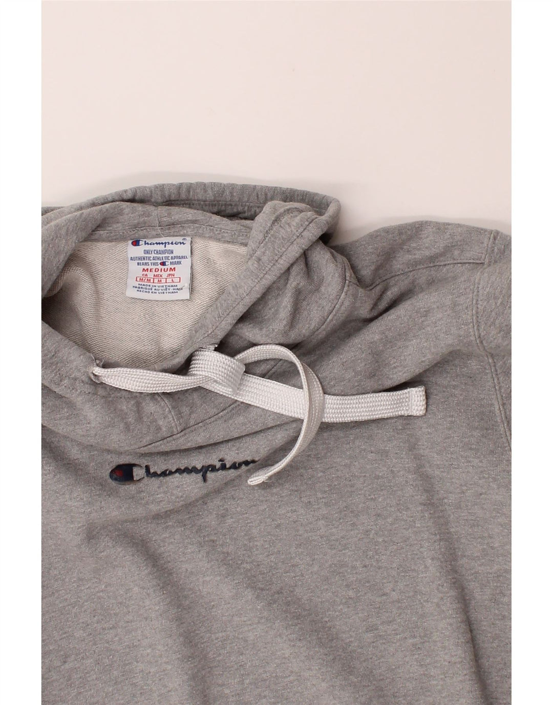 CHAMPION Mens Graphic Hoodie Jumper Medium Grey Cotton Vintage Champion and Second-Hand Champion from Messina Hembry 
