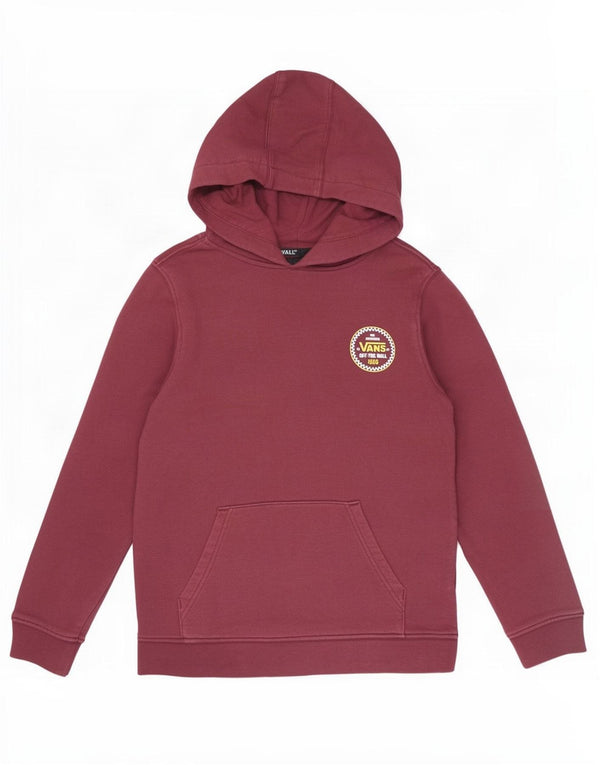 Vans Boys Graphic Hoodie Jumper 10-11 Years Medium Burgundy Cotton