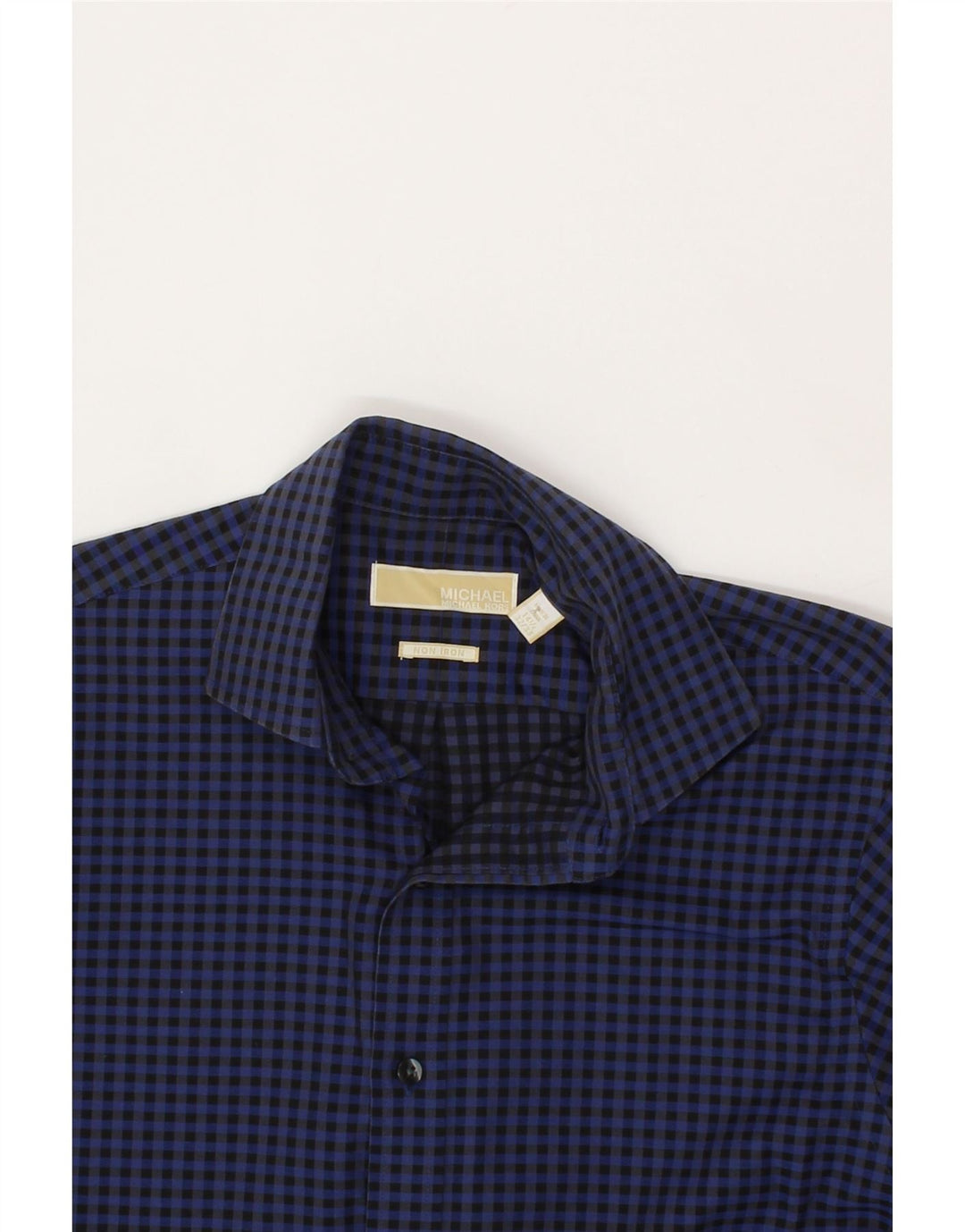 MICHAEL KORS Mens Shirt Size 14 1/2 Small Navy Blue Gingham Cotton Vintage Michael Kors and Second-Hand Michael Kors from Messina Hembry 
