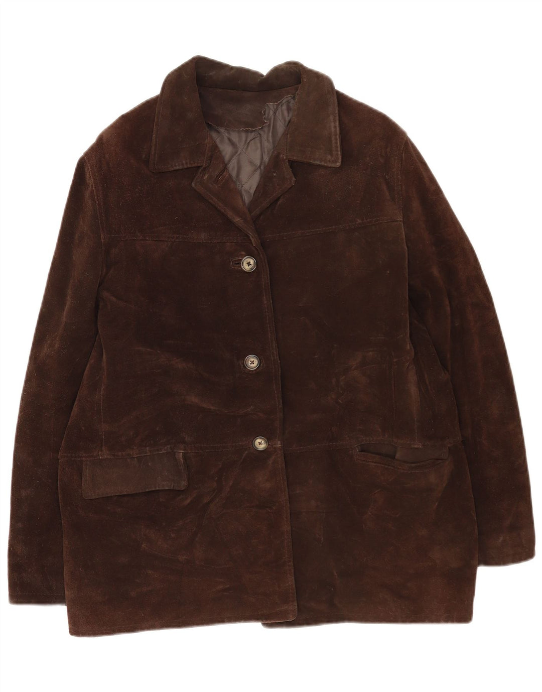 Vintage Womens Suede Jacket IT 46 Large Brown Leather