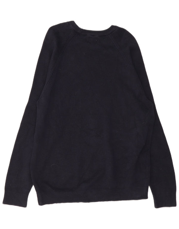 ZARA Mens Boat Neck Jumper Sweater XL Navy Blue Cotton