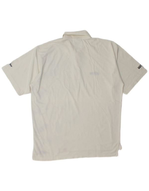 Adidas Mens Polo Shirt UK 42/44 Large White Geometric Cotton