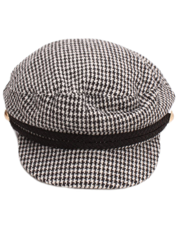 Zara Womens Newsboy Cap Small Black Houndstooth