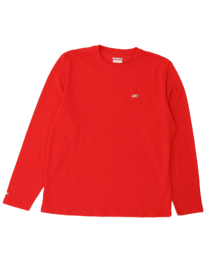 Reebok Mens Top Long Sleeve Large Red Polyester