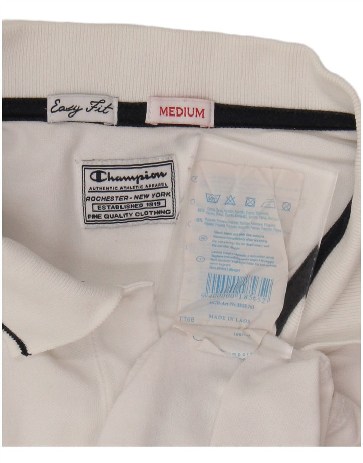 CHAMPION Mens Easy Fit Polo Shirt Medium White Cotton