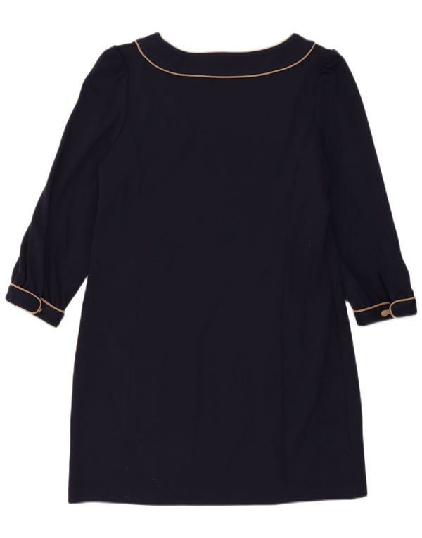 Next Womens 3/4 Sleeve Shift Dress UK 14 Large Navy Blue Polyester