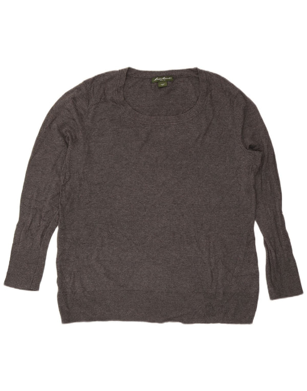 Eddie Bauer Womens Crew Neck Jumper Sweater UK 18 XL Grey Flecked Cotton