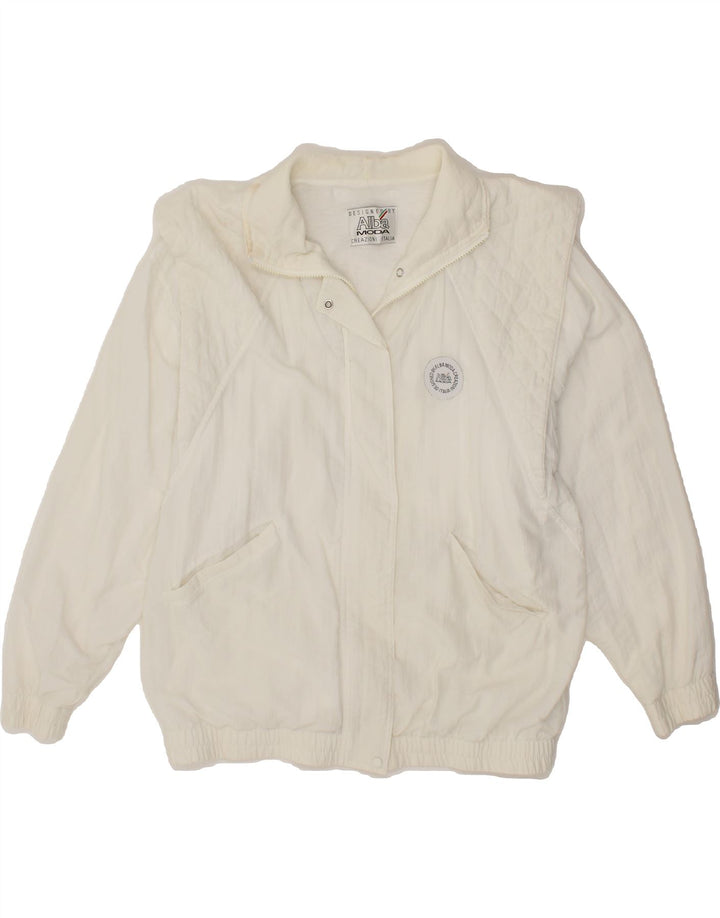 ALBA MODA Womens Bomber Jacket UK 16 Large White Vintage Alba Moda and Second-Hand Alba Moda from Messina Hembry 