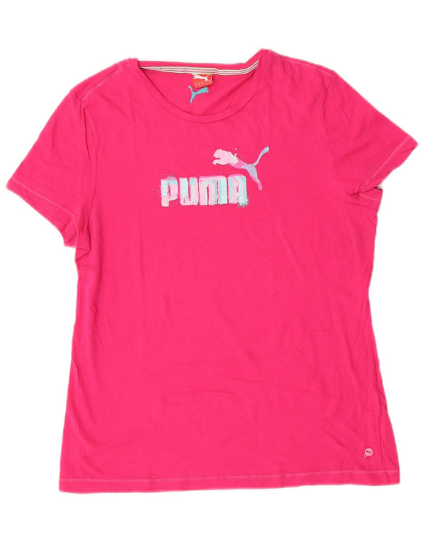 Puma Womens Graphic T-Shirt Top UK 14 Medium Pink