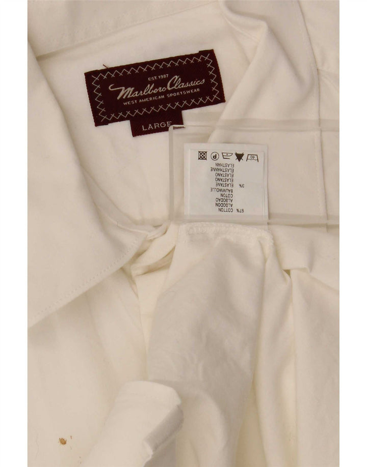 Marlboro Classics Mens Shirt Large White Cotton