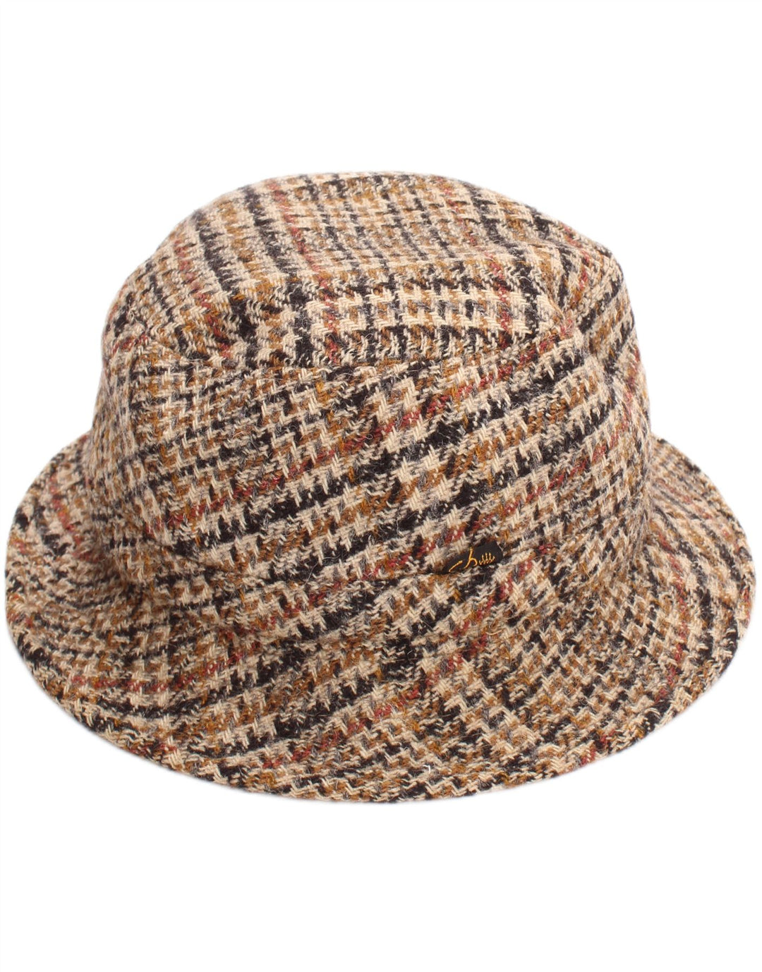 Vintage Mens Bucket Hat Large Beige Houndstooth Classic