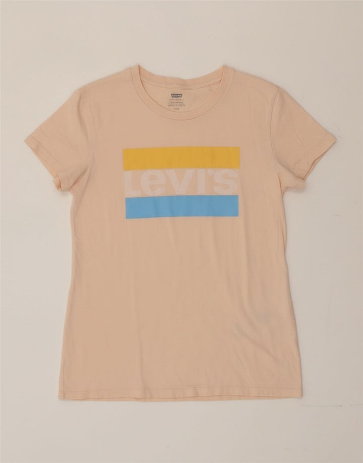 Levi's Womens Graphic T-Shirt Top UK 10 Small Pink Cotton