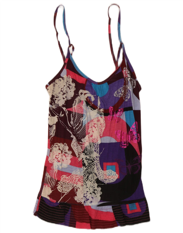 Desigual Womens Graphic Cami Top UK 12 Medium Multicoloured Butterfly