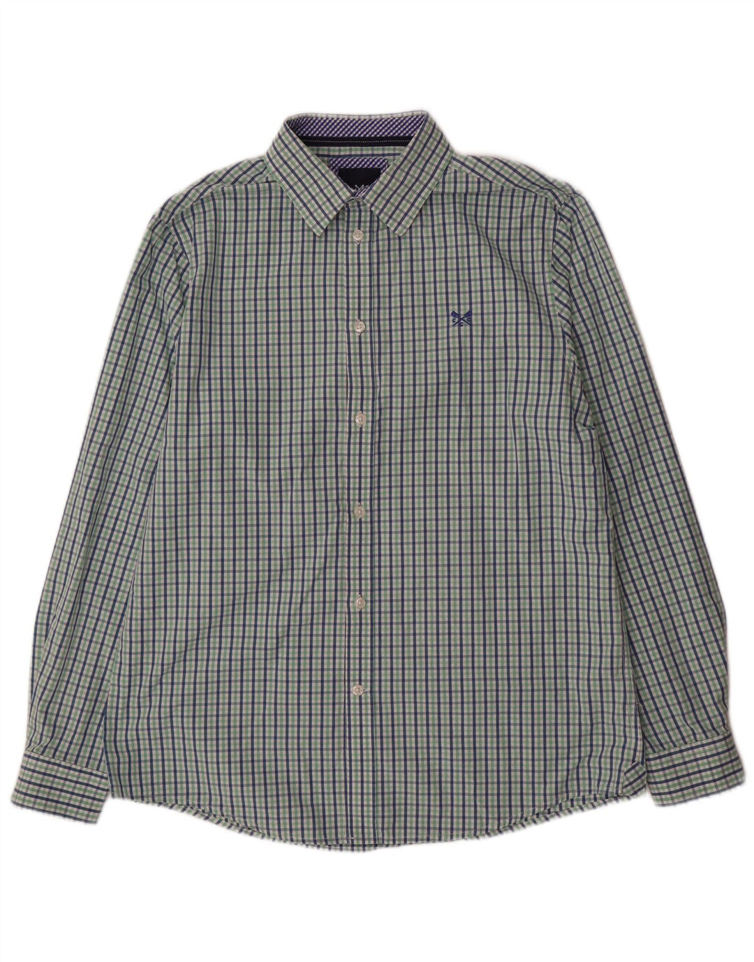 Crew Clothing Mens Classic Fit Shirt Medium Green Gingham Cotton