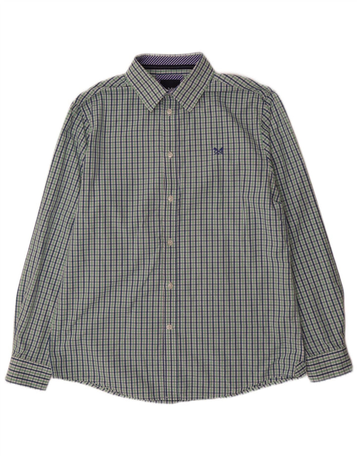 Crew Clothing Mens Classic Fit Shirt Medium Green Gingham Cotton