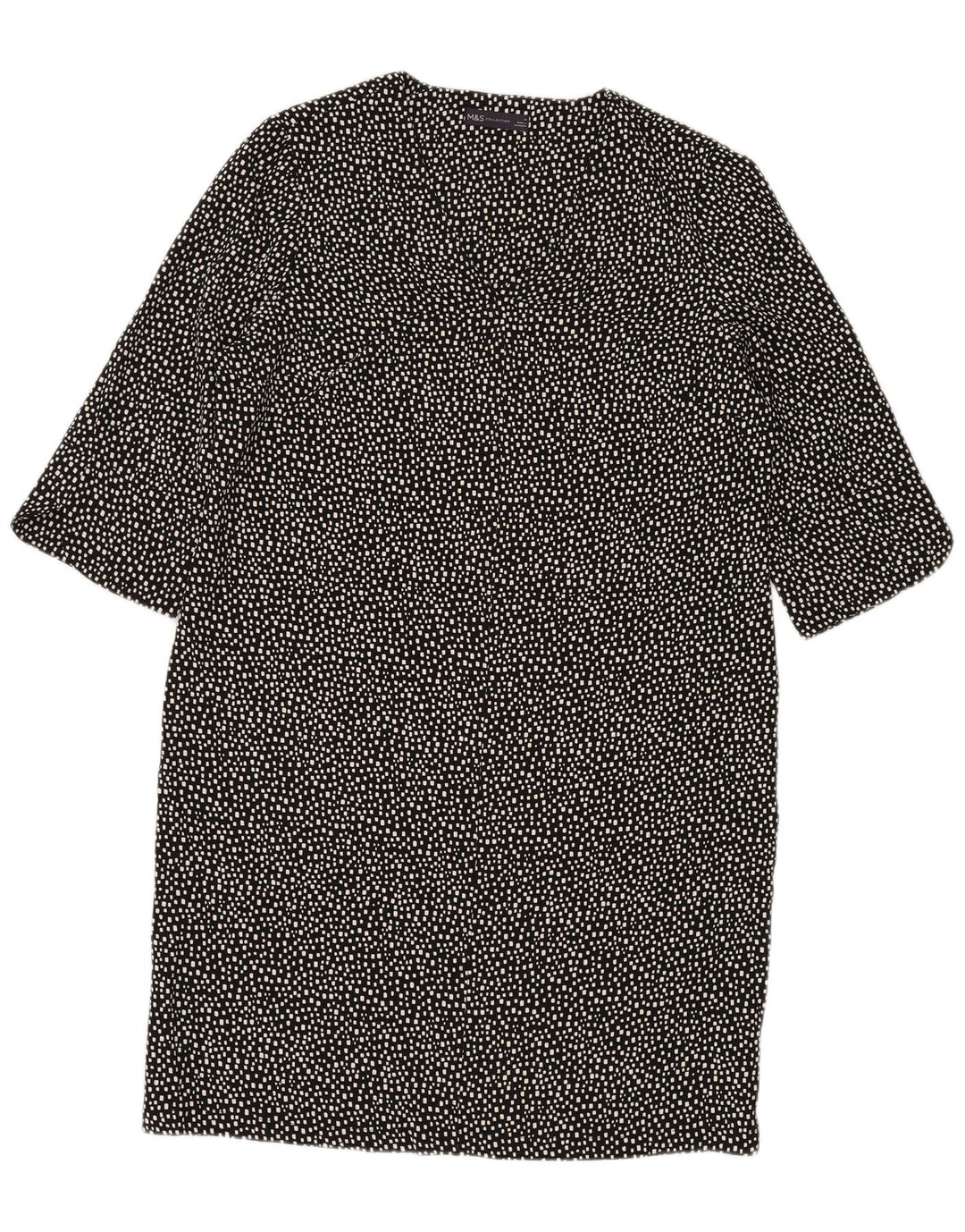 MARKS & SPENCER Womens Shift Dress UK 14 Large Black Geometric Polyester