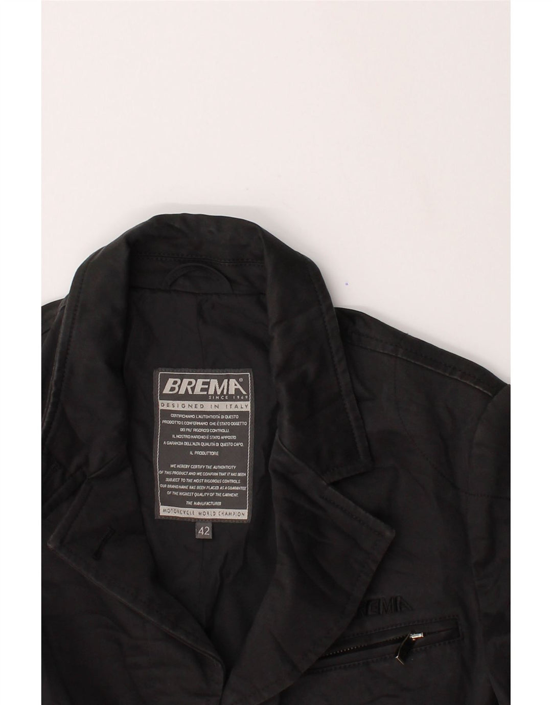 BREMA Womens Blazer Jacket IT 42 Medium Black Cotton Vintage Brema and Second-Hand Brema from Messina Hembry 