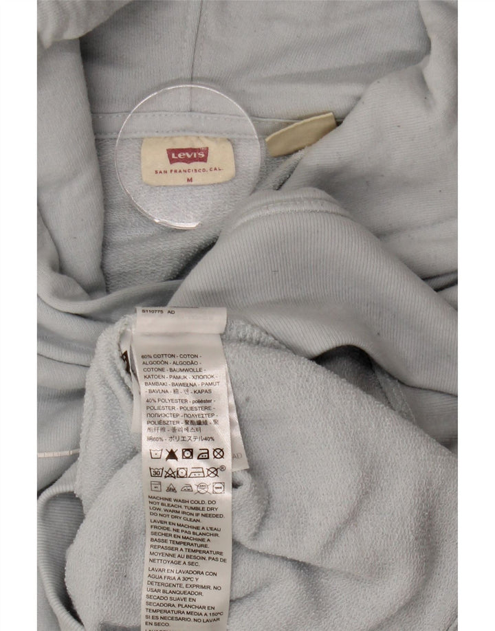 Levi's Womens Graphic Hoodie Jumper UK 14 Medium Blue Cotton
