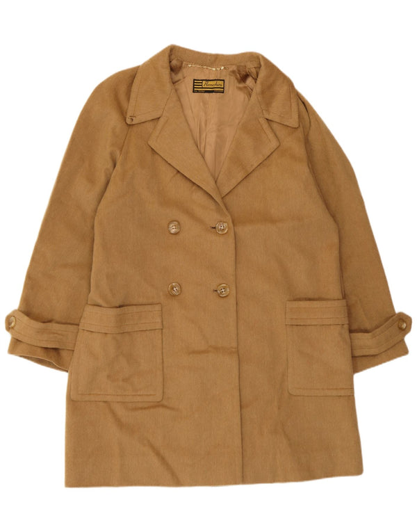 Vintage Womens Double Breasted Coat UK 14 Medium Beige