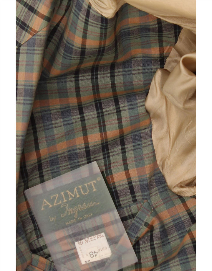 Ingram Womens Azimut 2 Button Blazer Jacket IT 48 XL Green Check Cotton