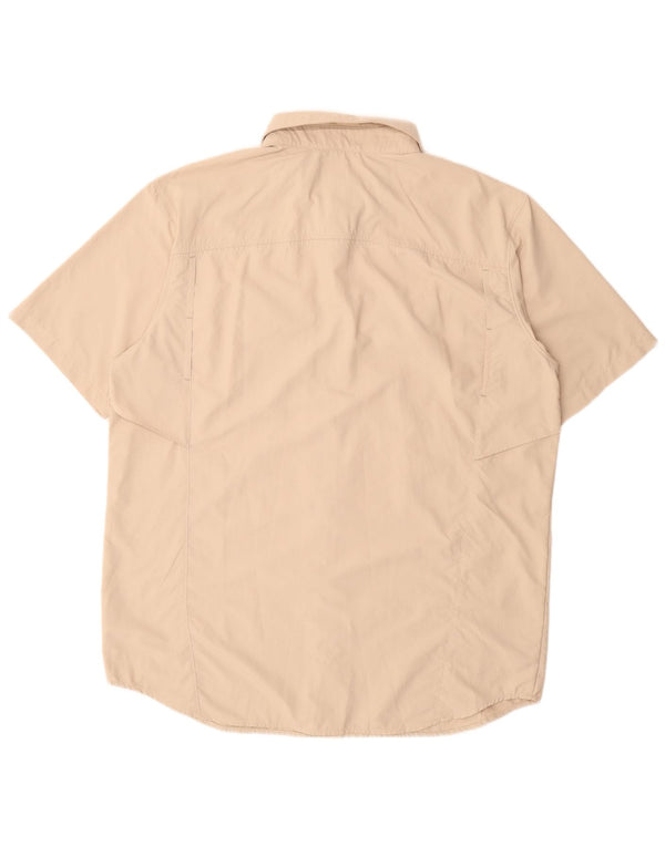 Columbia Mens Omni-Shade Short Sleeve Shirt Large Beige Nylon
