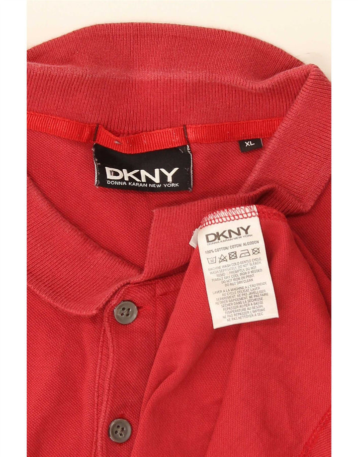Dkny Mens Polo Shirt XL Red Cotton