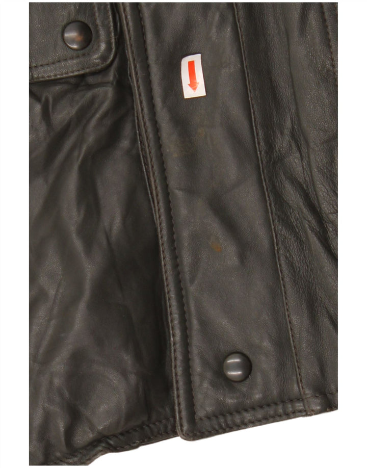 Vintage Mens Military Leather Jacket UK 38 Medium Grey
