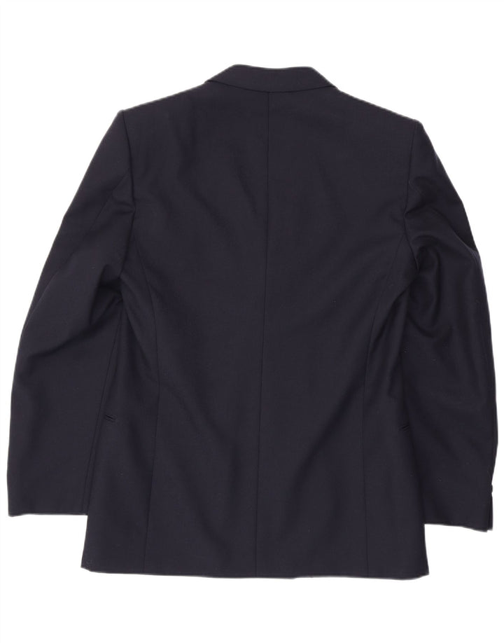 FACIS Mens Double Breasted Blazer Jacket IT 52 XL Navy Blue Virgin Wool