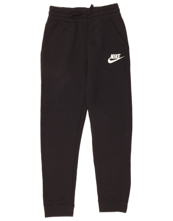 NIKE Boys Tracksuit Trousers Joggers 10-11 Years Medium Black Cotton