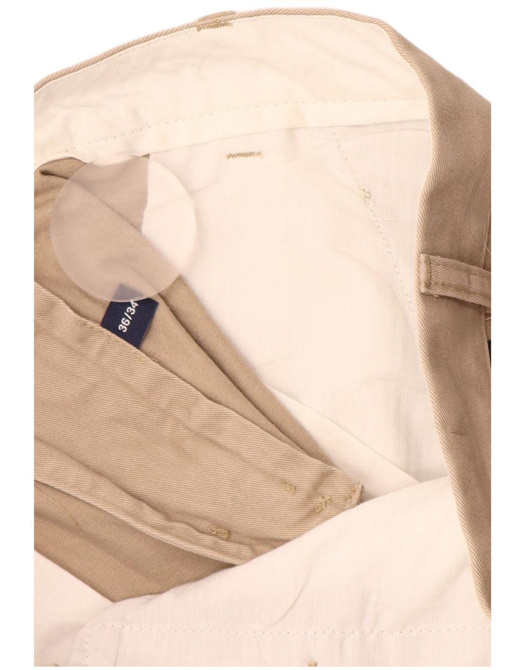 CHAPS Mens Straight Chino Trousers W36 L34 Beige Cotton