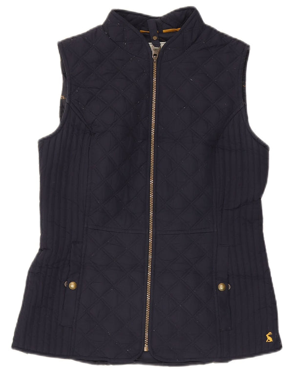Joules Womens Quilted Gilet UK 10 Small Navy Blue Polyester