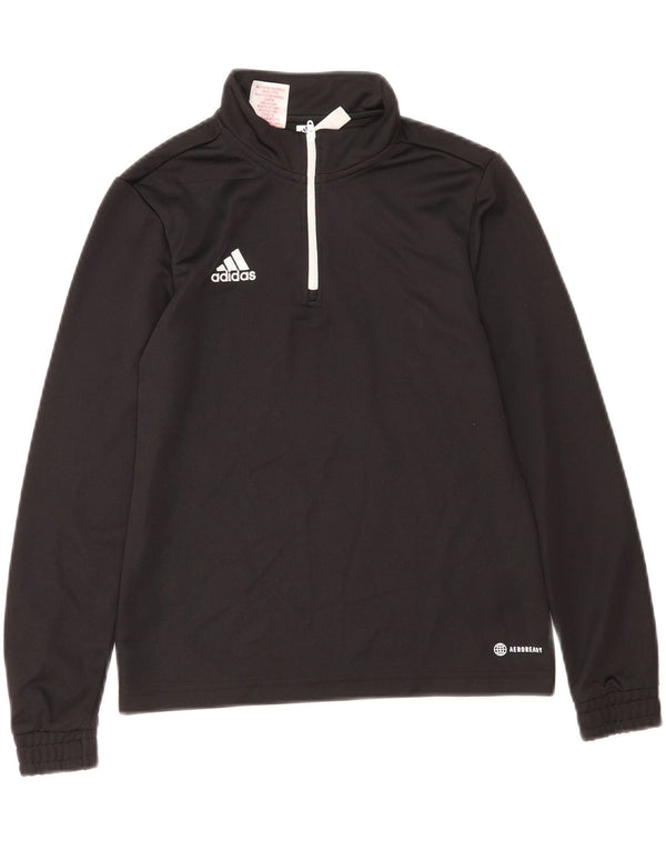Adidas Boys Aeroready Zip Neck Sweatshirt Jumper 11-12 Years Black