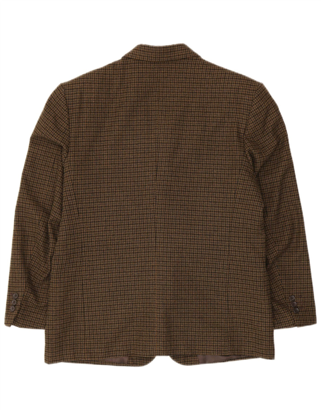 PETRELLI Mens Blazer Jacket IT 51 Large Khaki Houndstooth Virgin Wool