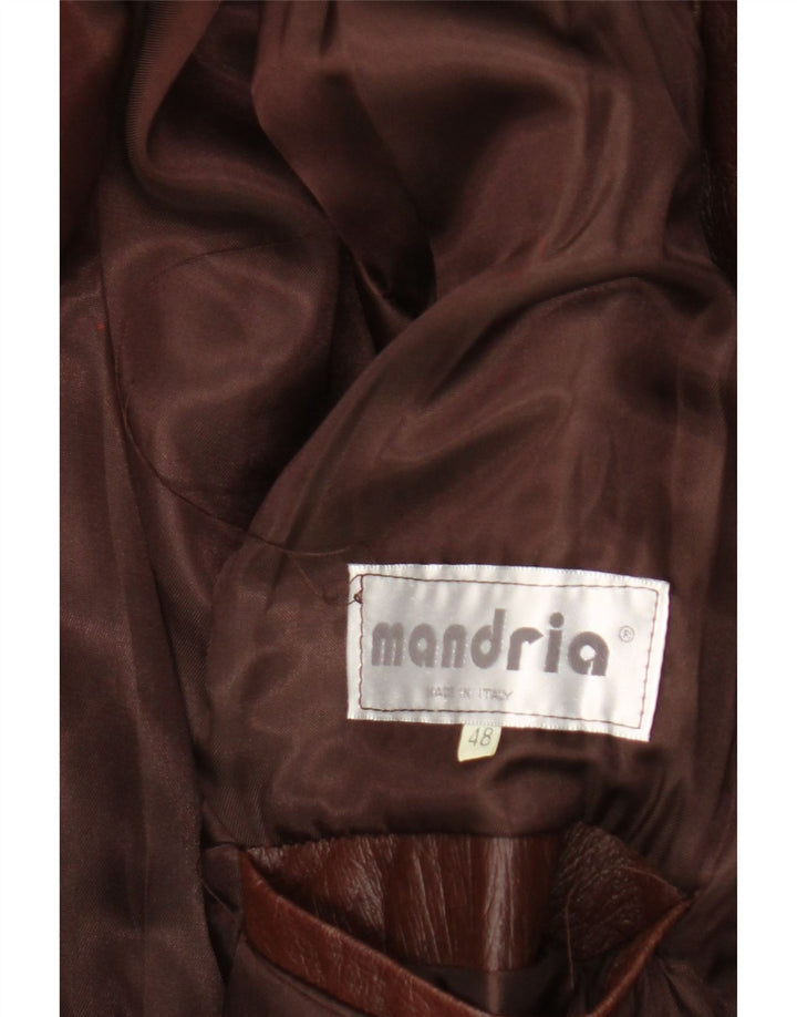 Vintage Mens Leather Coat IT 48 Medium Brown
