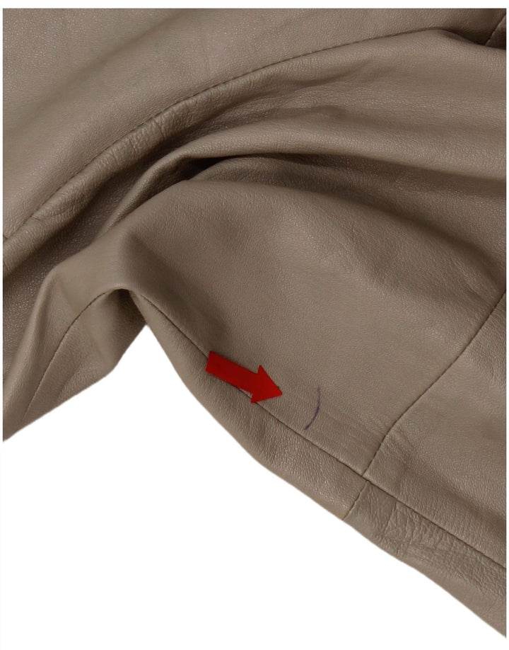 Vintage Womens Leather Jacket IT 44 Medium Grey Colourblock Leather