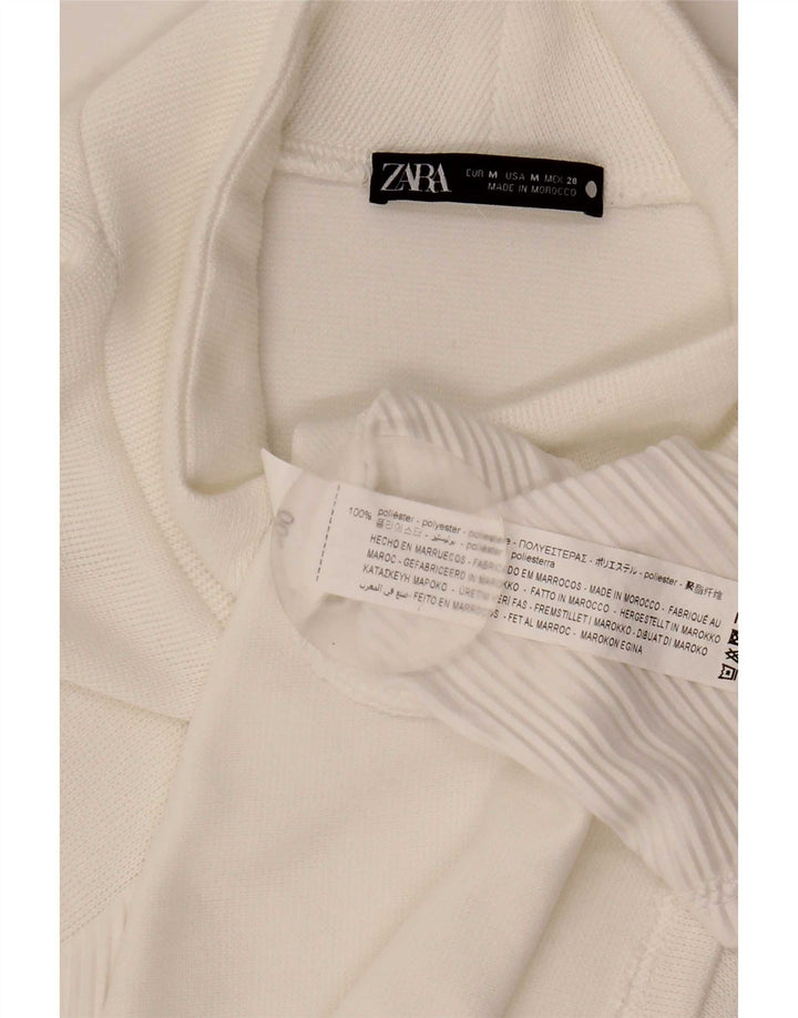 Zara Womens Long Sleeve Shift Dress UK 14 Medium White Polyester