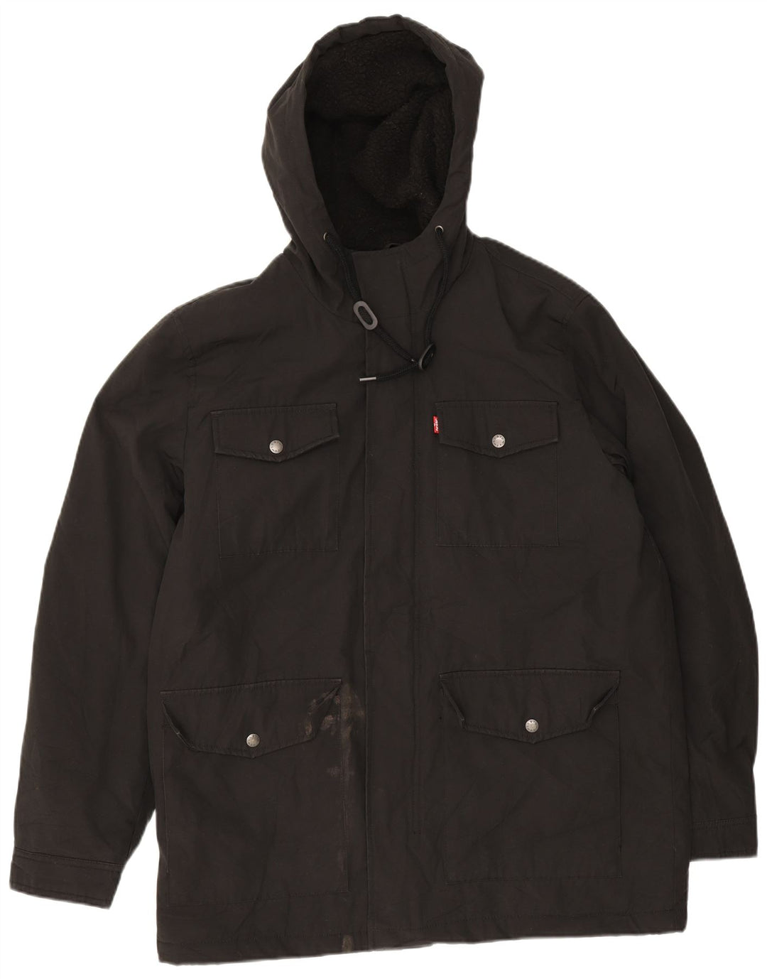 Levi's Mens Hooded Sherpa Utility Jacket UK 38 Medium Black Polyester