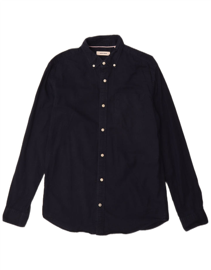 Jack & Jones Mens Shirt Medium Navy Blue Cotton