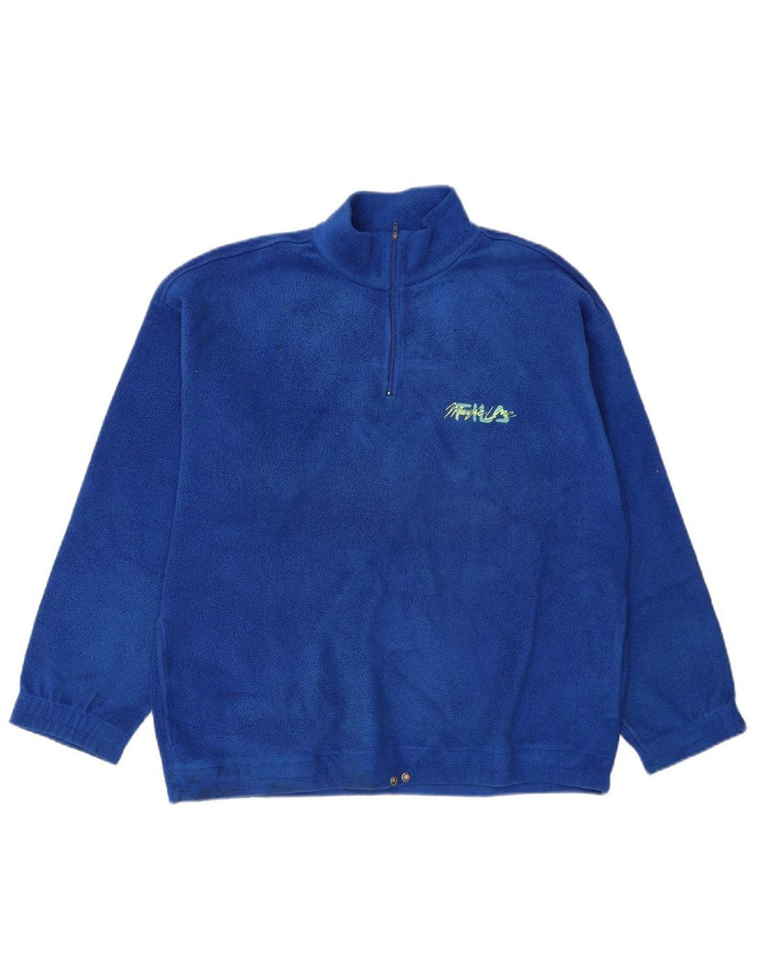 FILA Mens Zip Neck Fleece Jumper IT 50 Medium Blue Polyester